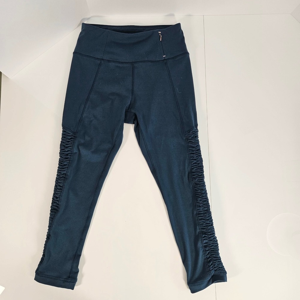 CALIA by Carrie Underwood Ruched Crop Leggings Teal Blue Small
